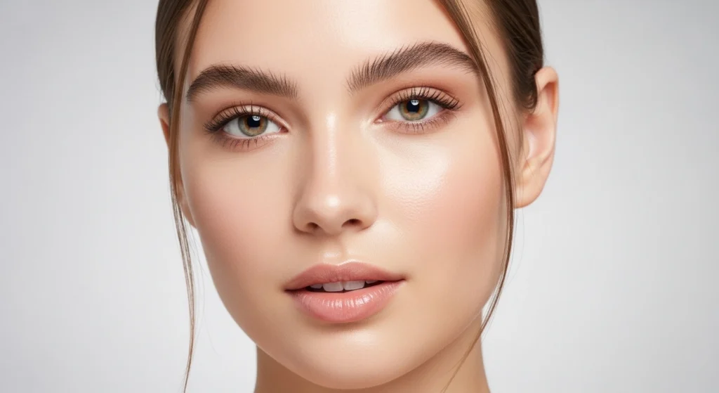 Woman following oily skin care routine for shine-free clear skin