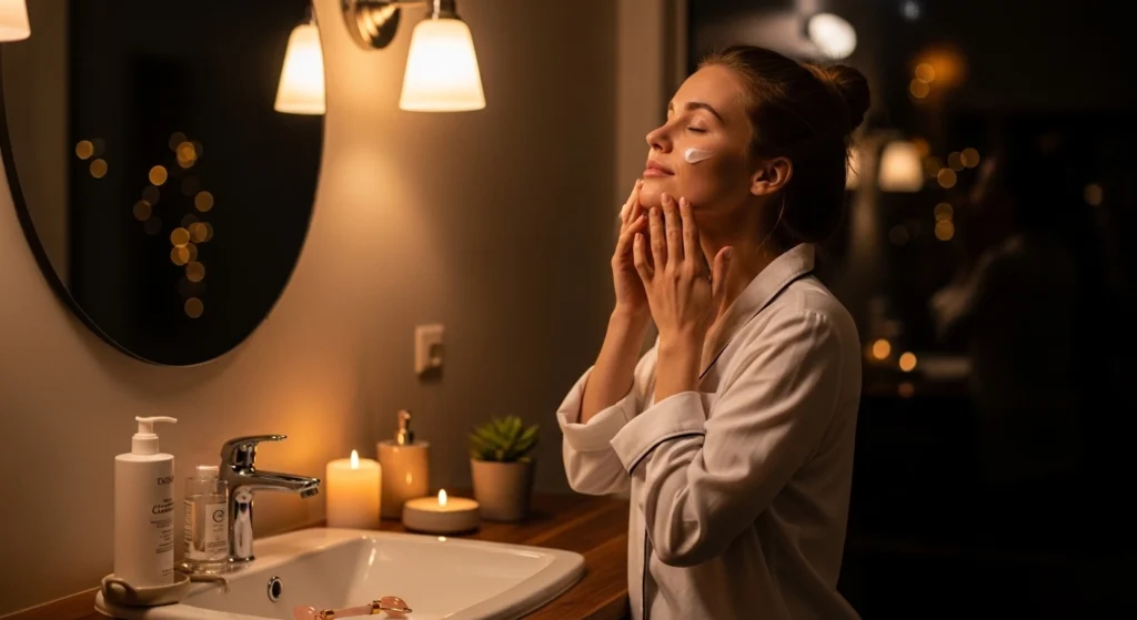 Evening skincare self-care routine – nighttime moisturizer routine