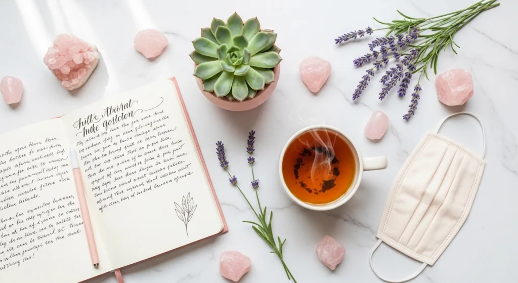 Why self-care routine matters – daily wellness habits flat lay