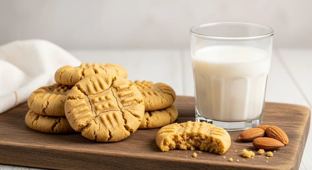 Easy sugar free peanut butter cookies on a wooden board