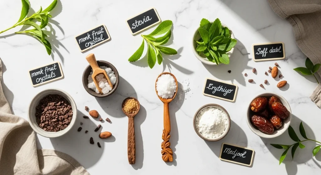 Natural sweeteners used in healthy sugar free dessert recipes