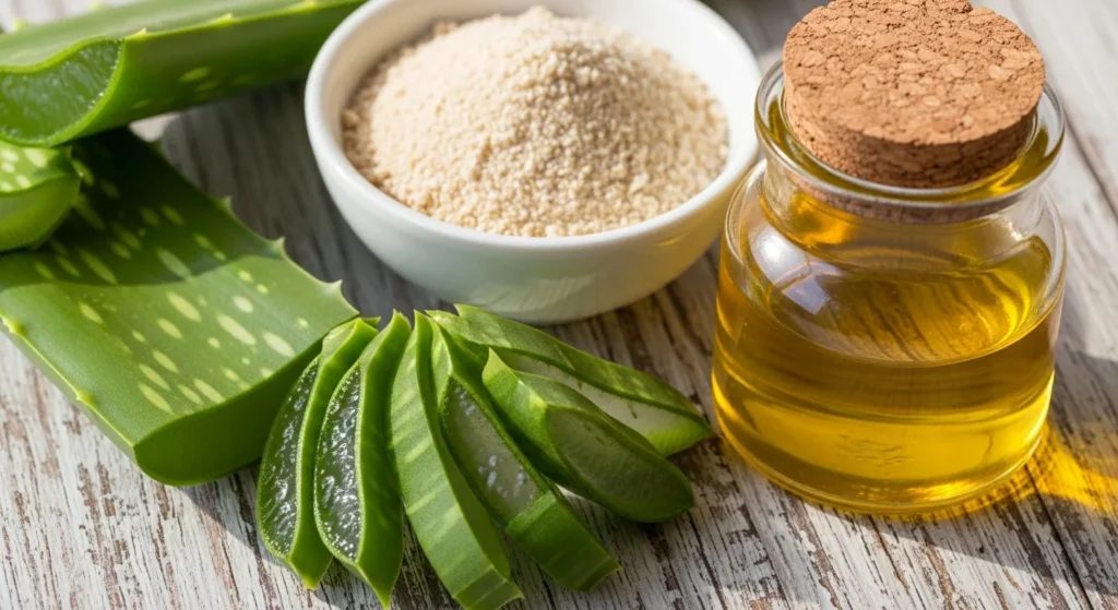 Aloe vera, colloidal oatmeal, and jojoba oil as key natural skincare ingredients