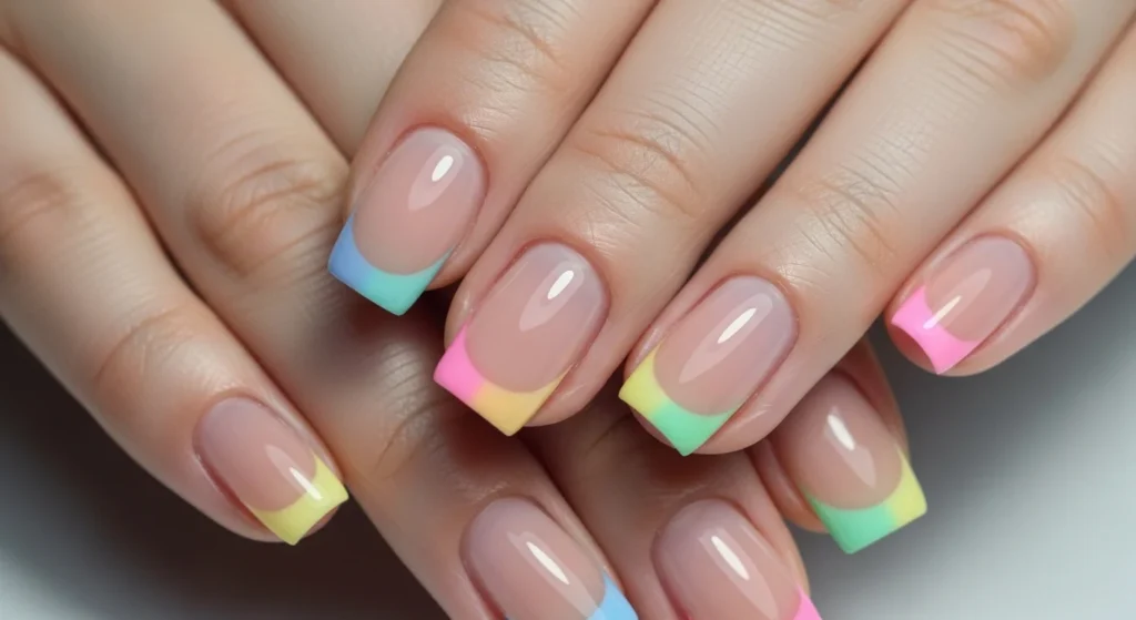 Rainbow French Tips