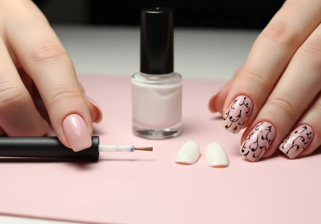 Step-by-step images of bunny nails being created.
