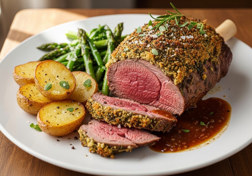 traditional Easter lamb with roasted potatoes