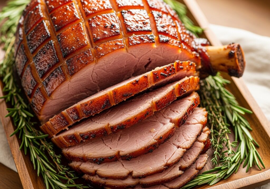 honey glazed baked ham for Easter dinner