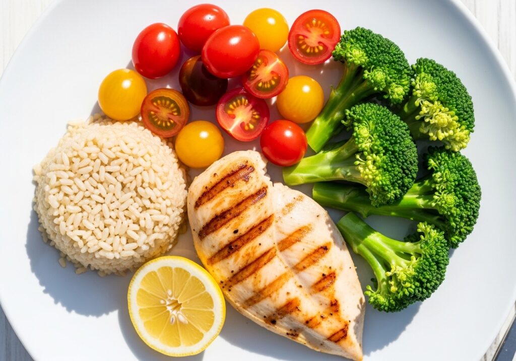 healthy low calorie meal for weight loss chicken broccoli brown rice high protein diet