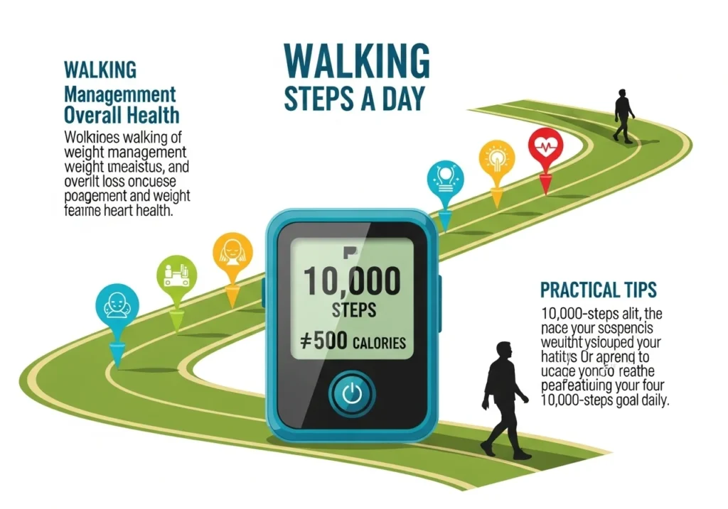 10000 steps a day weight loss infographic step tracker calories burned walking