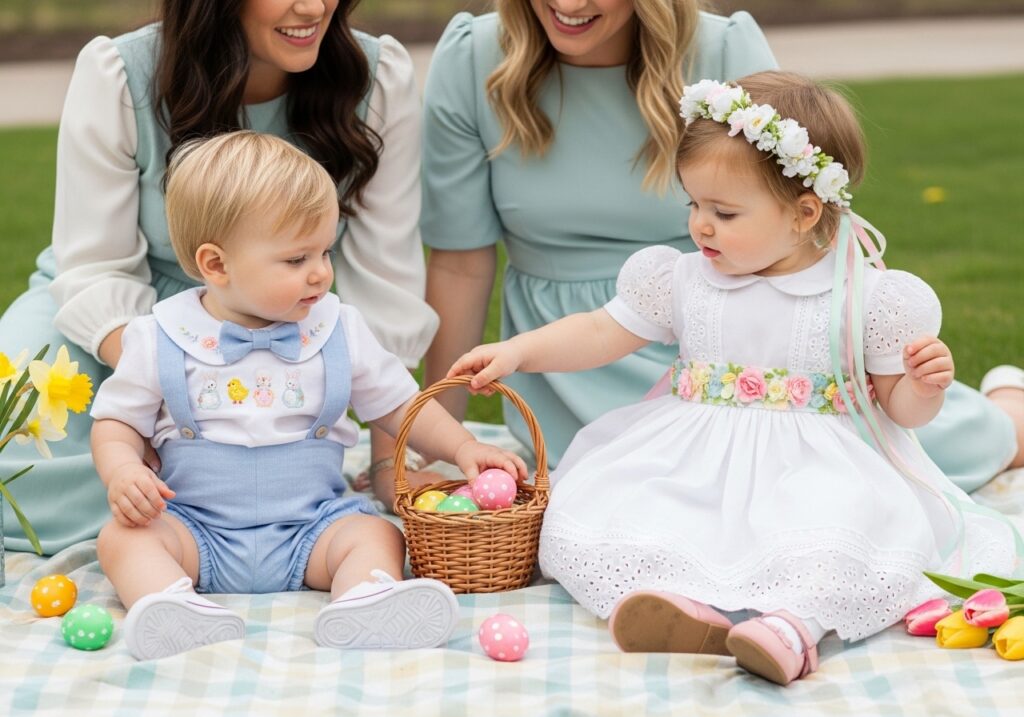 Cute Easter outfits for kids styled for a polished and festive spring look