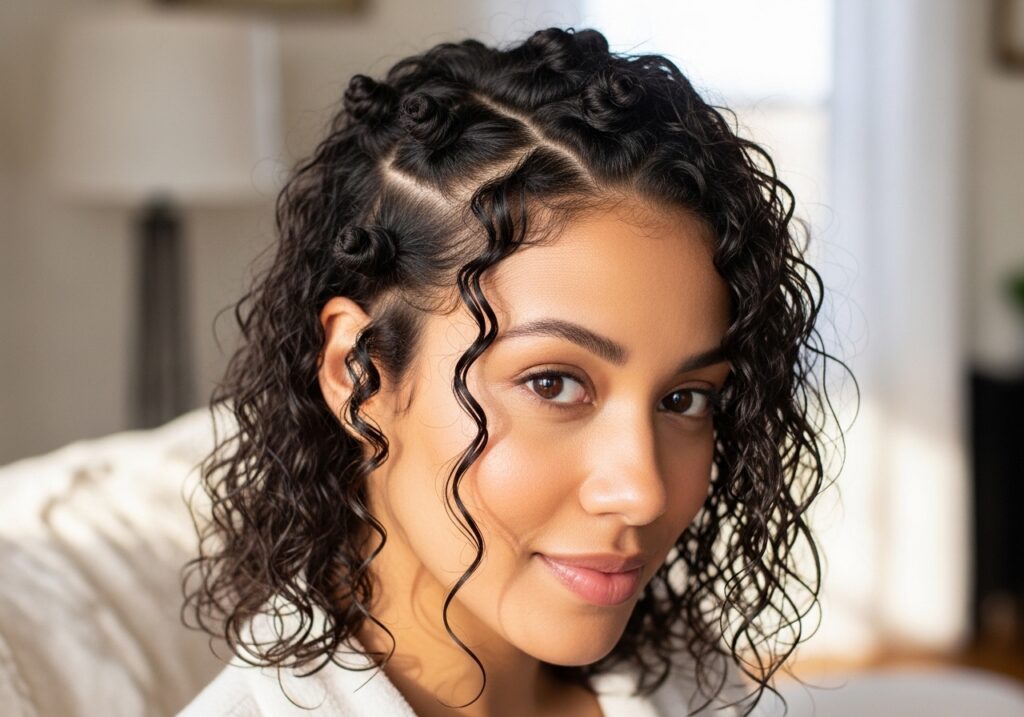 bantu knots overnight curls heatless method for tight spiral curls