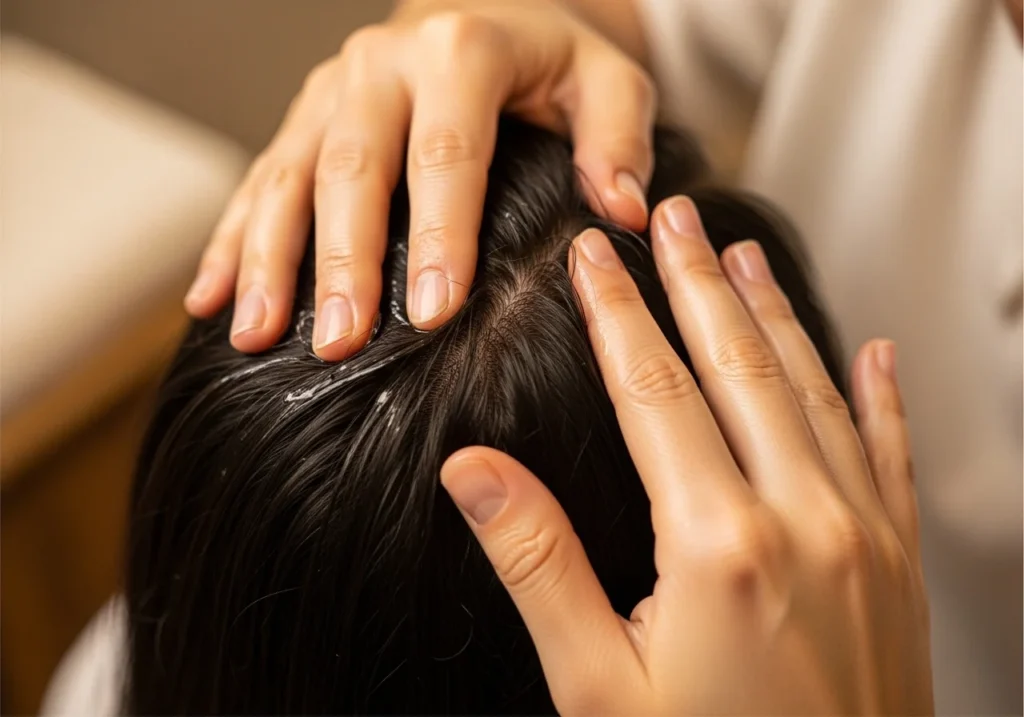 hair oil massage scalp step for strong hair