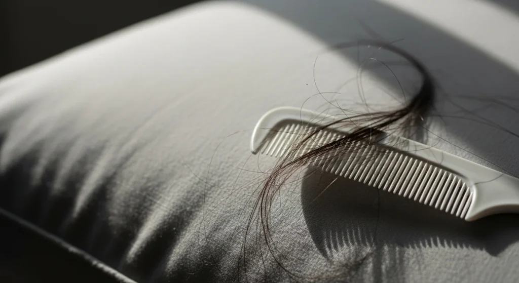 normal vs excessive hair fall on comb close up