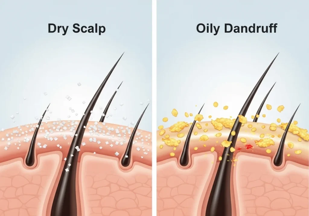 Dry scalp vs dandruff difference showing how to choose the right dandruff treatment at home