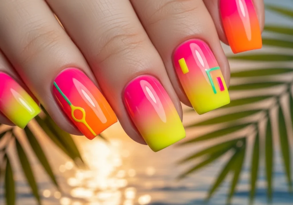 Bright summer nails ideas with cute trendy colorful nail designs