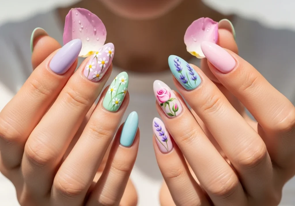 Bright summer nails with fruit nail art design