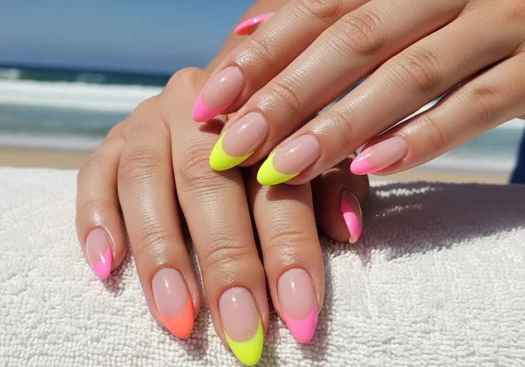 French Tip Summer Style The classic French manicure gets a summer upgrade. Swap the white tip for pastel pink, coral, or even neon yellow. Colored French tips feel fresh, modern, and are one of the easiest summer nail designs to DIY at home.