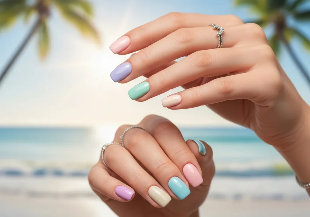 Bright summer nails with fruit nail art design