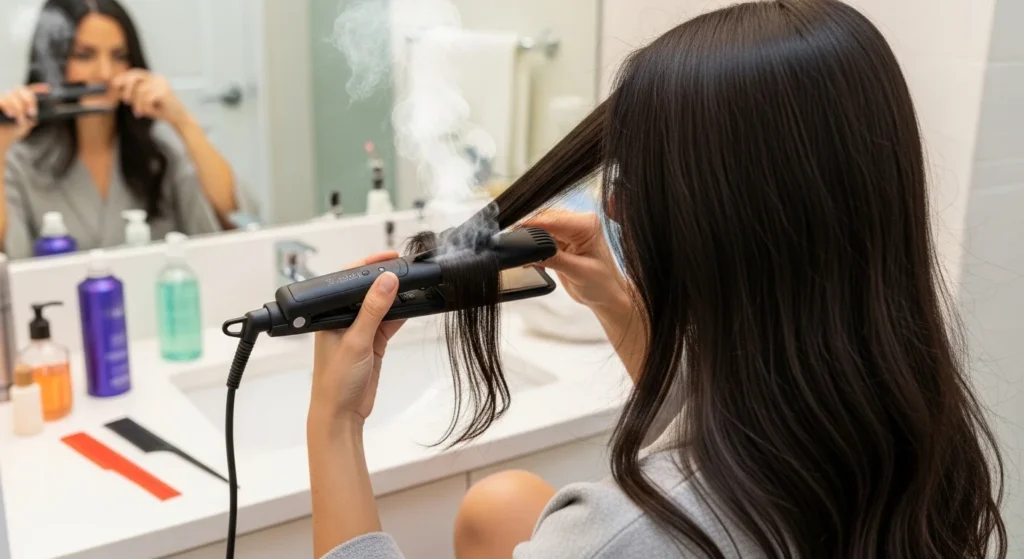 heat styling damage hair straightener causing hair fall