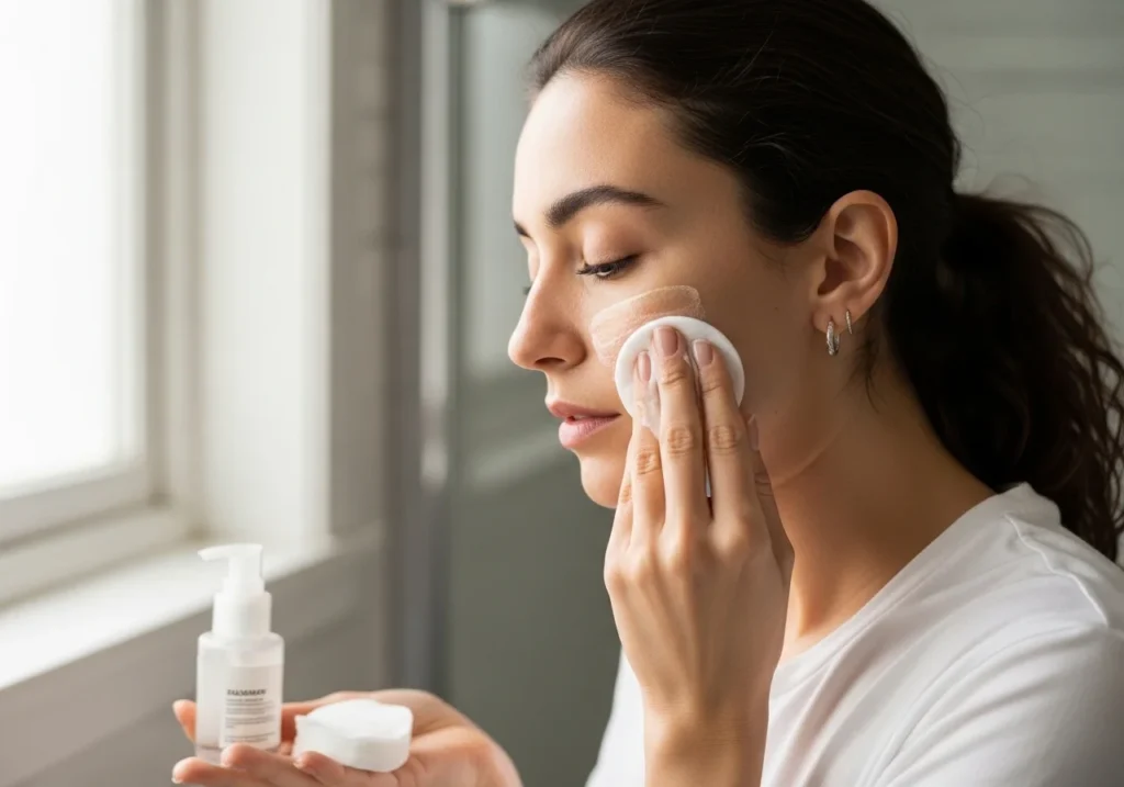  Removing makeup at night to keep skin clean and healthy