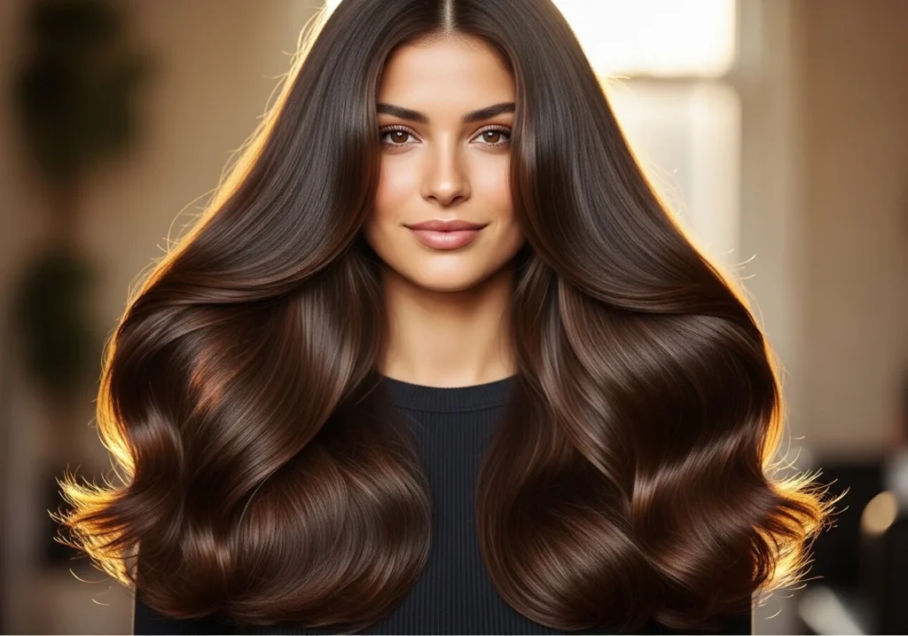 healthy strong shiny hair after natural hair care routine