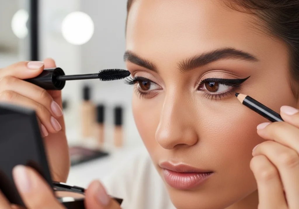  Simple eye makeup with mascara and kajal for beginners