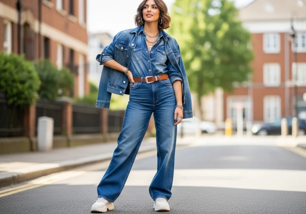 double denim dress styling idea
