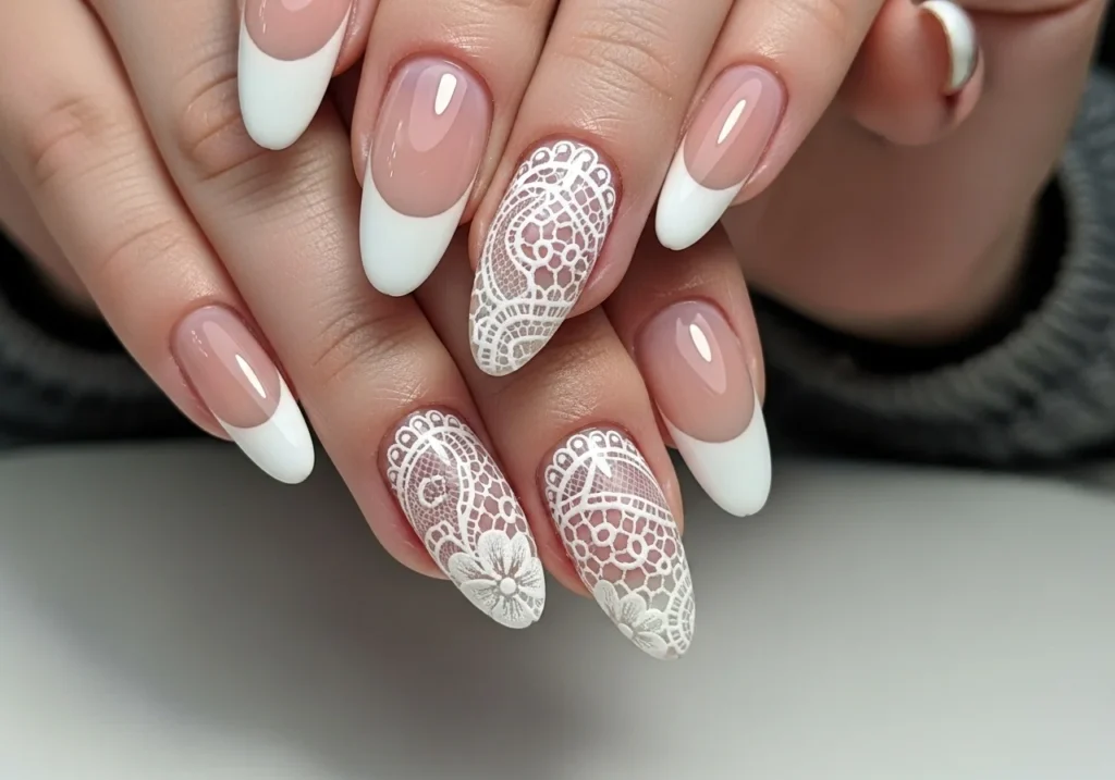 Minimalist lace nails for elegant appearance