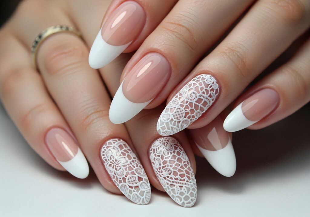 Minimalist lace nails for elegant appearance
