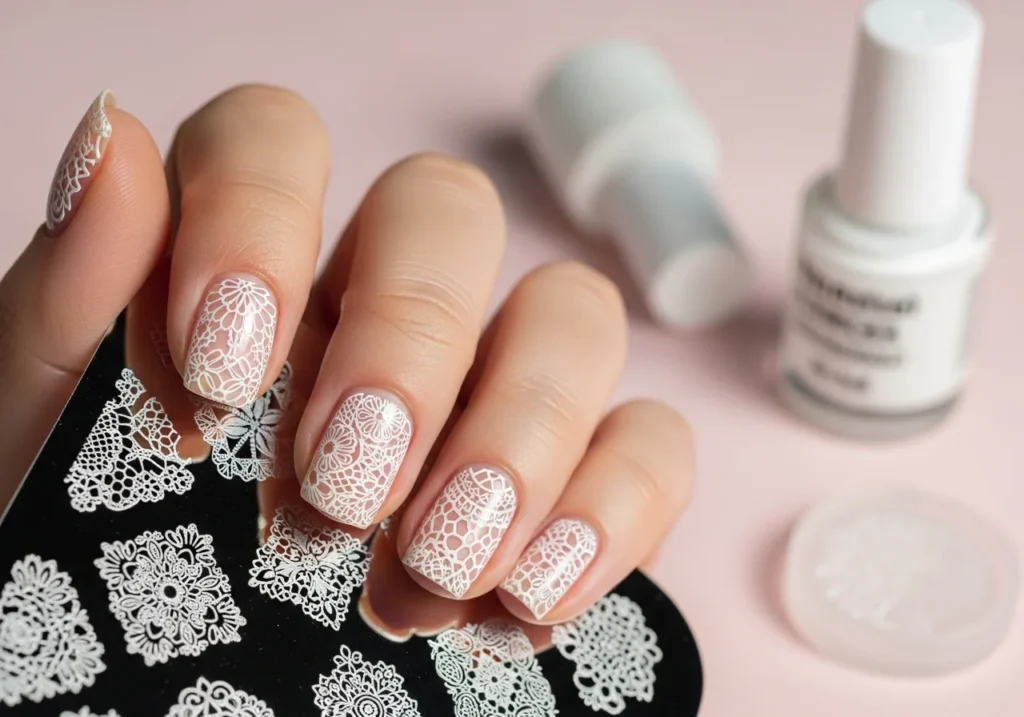 Minimalist lace nails for elegant appearance