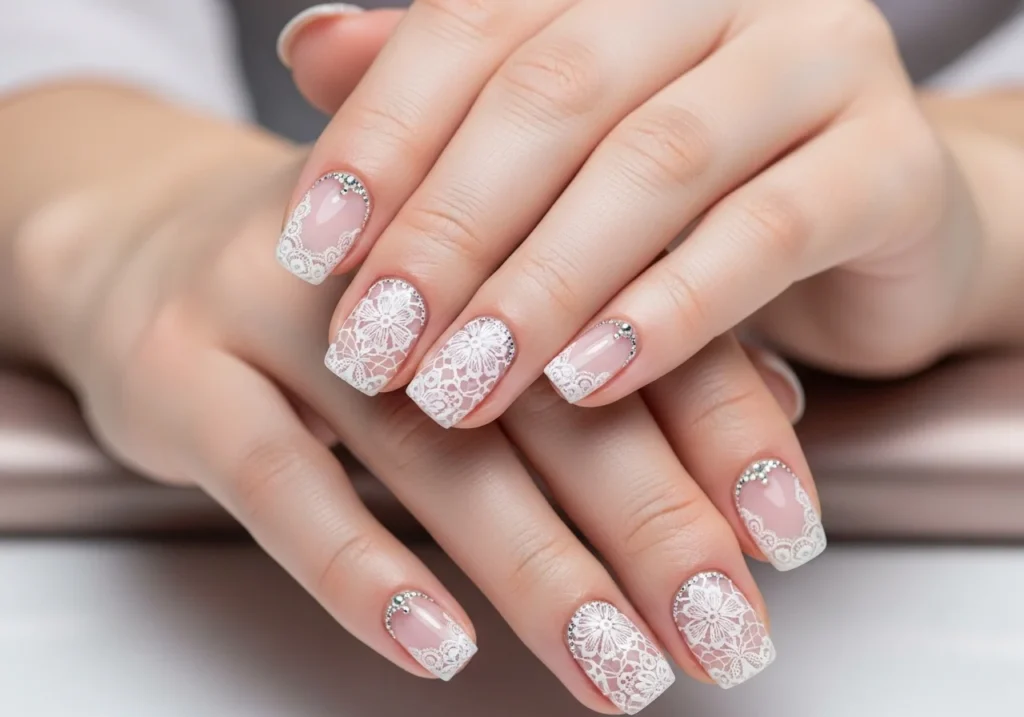 Minimalist lace nails for elegant appearance