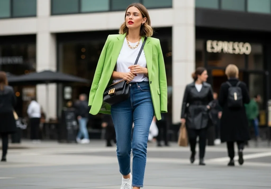 Mixing basics with trendy pieces, effortless street style outfit with modern casual fashion