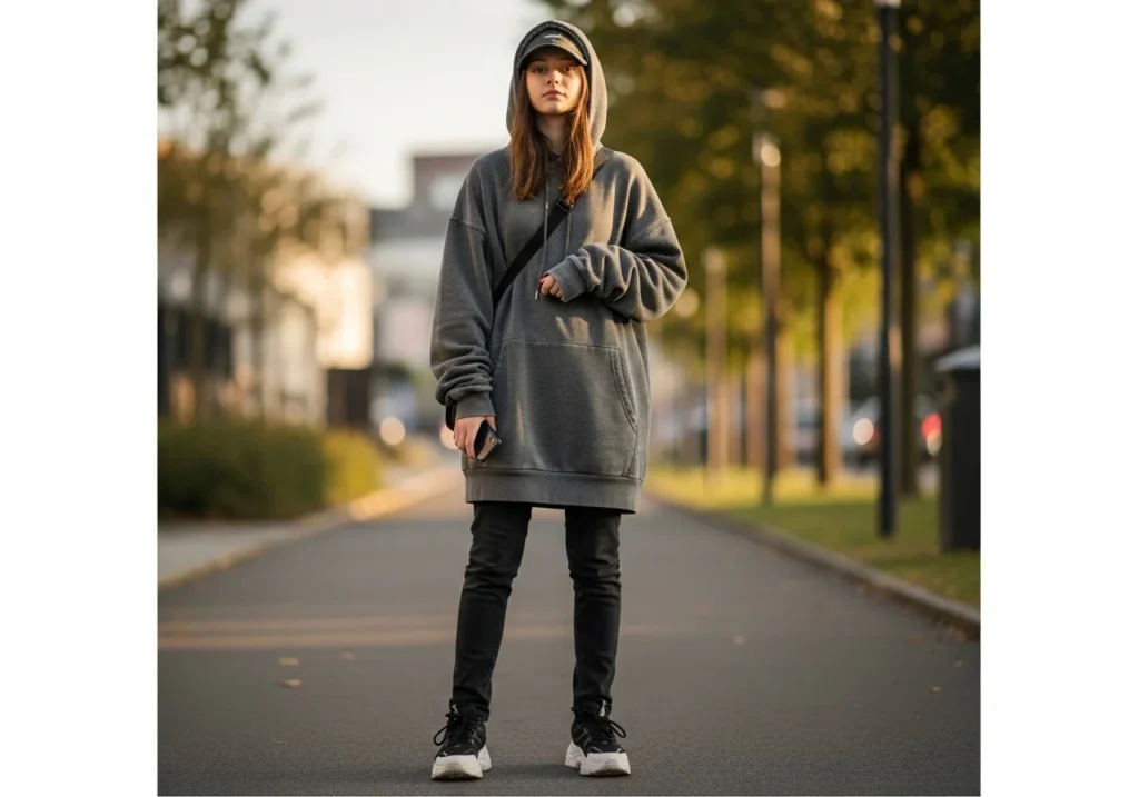 oversized hoodie and leggings outfit idea
