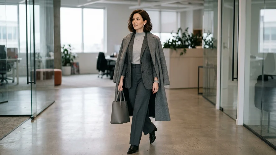 modern monochrome office outfit for women