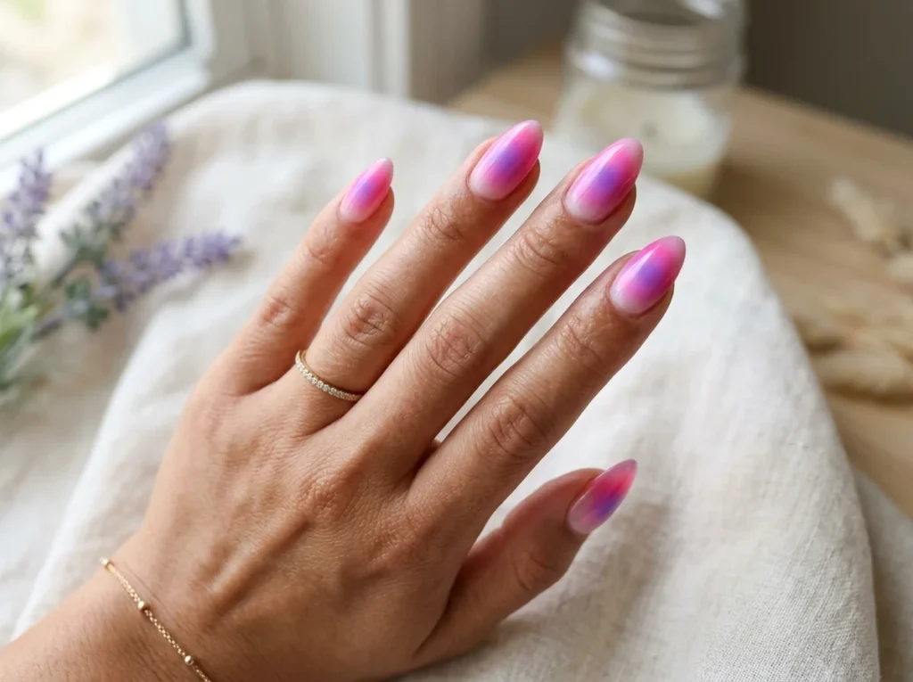 dreamy aura nail art color blend