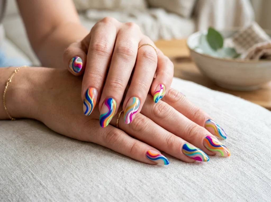 artistic swirl nail art pattern design