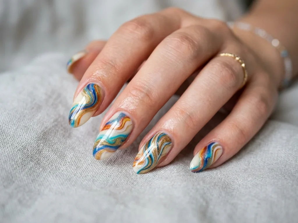 cute floral nail design with flowers