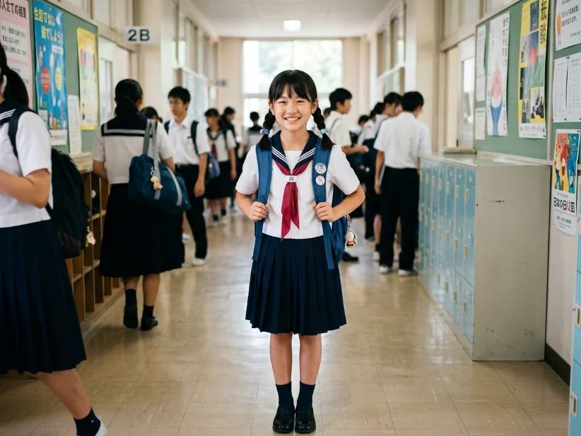 school girl wearing an easy stylish hairstyle