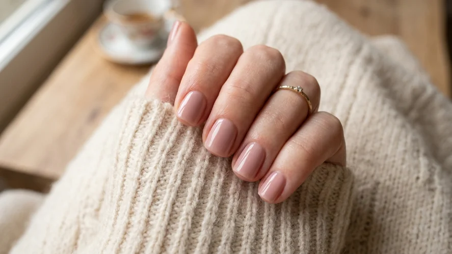 short nails with solid polish color