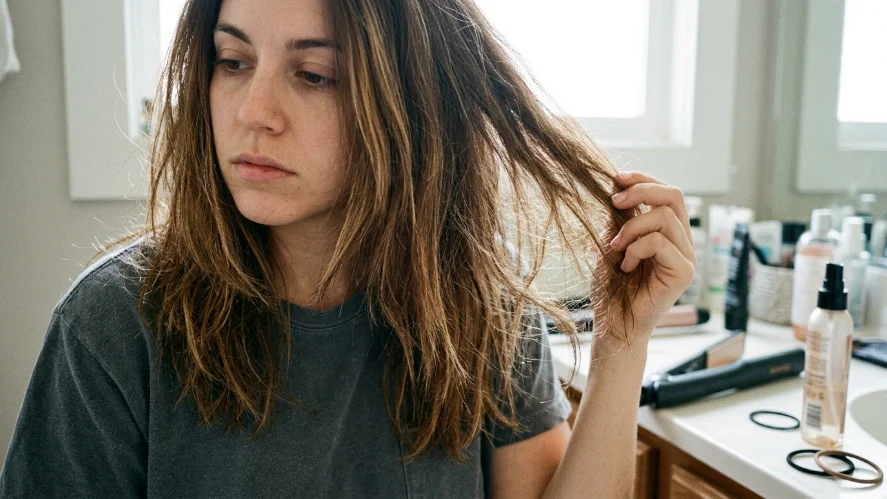 heat styling causing hair damage