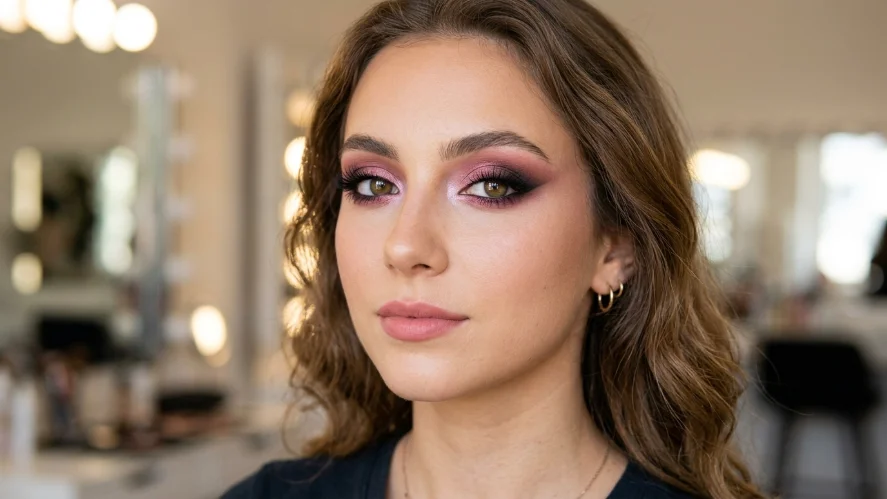 soft pink smokey eye feminine look