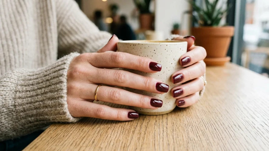 deep burgundy fall nail color