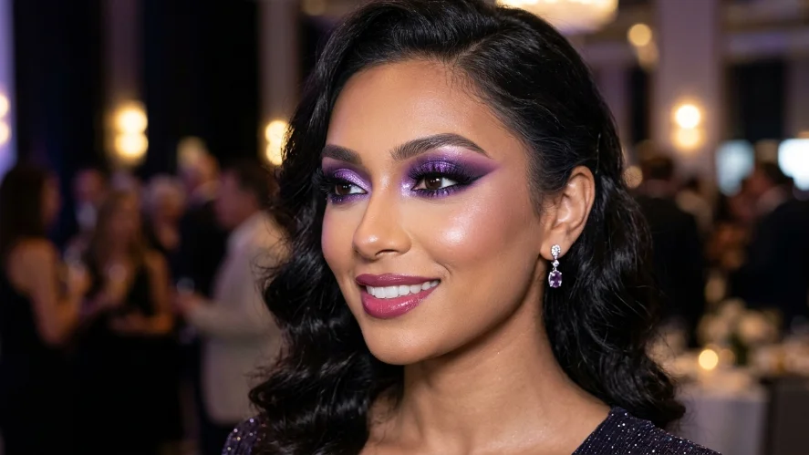 creative purple Eid makeup style