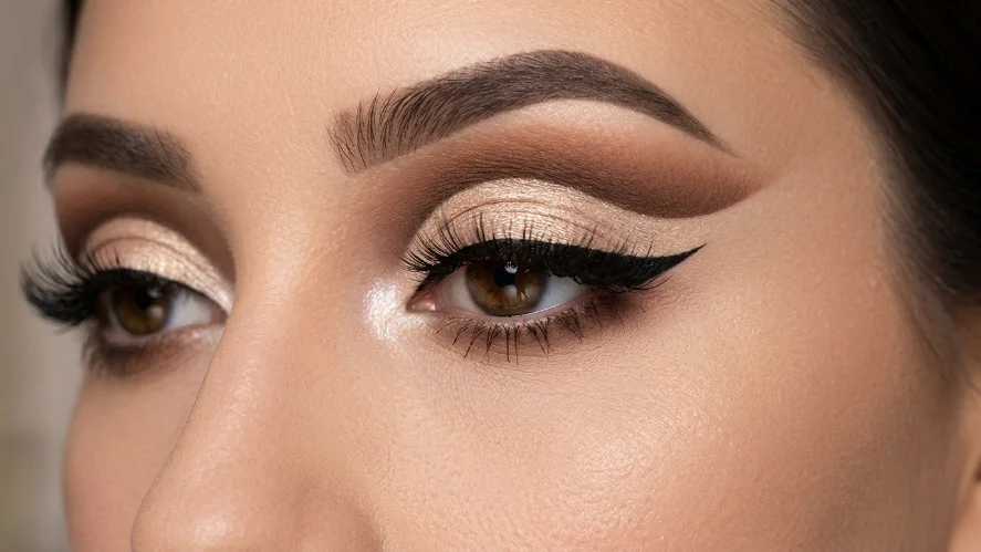 defined cut crease smokey eye look