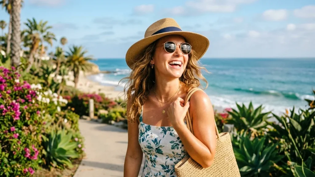 healthy glowing skin from sunscreen routine