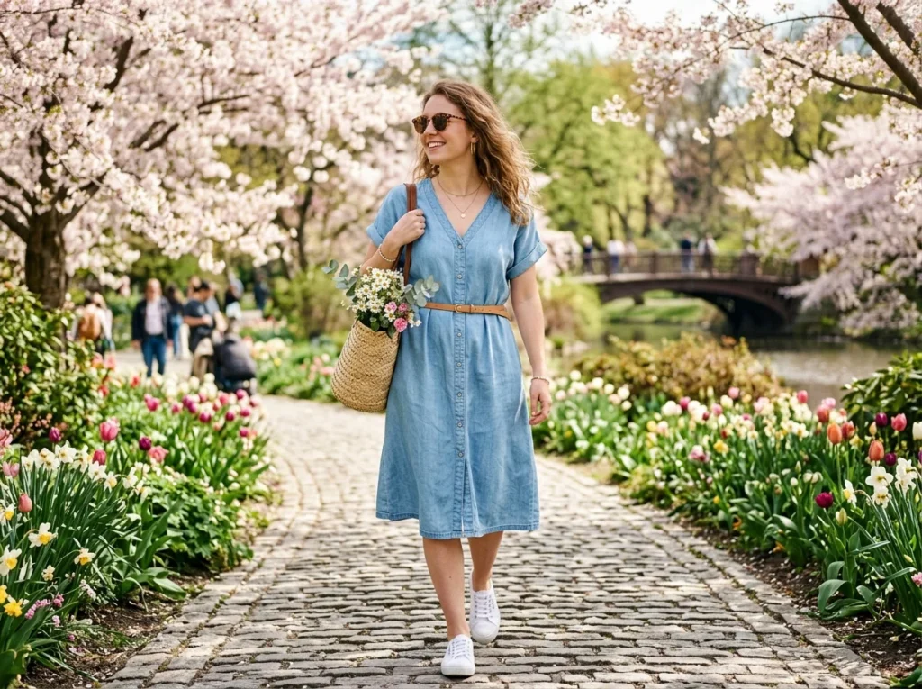 spring korean denim dress styling