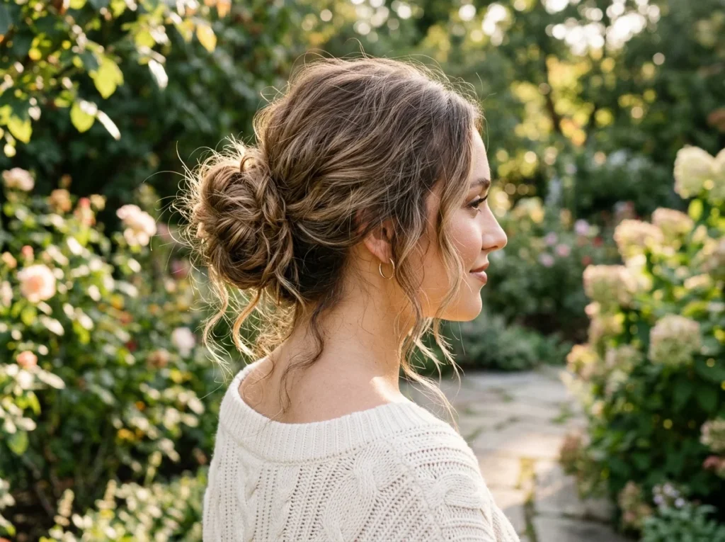 cute messy bun hairstyle for school girls
