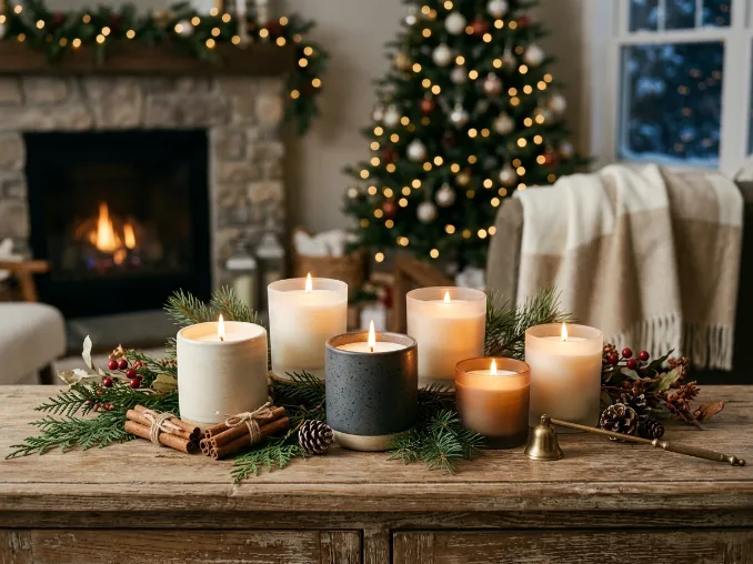 Seasonal scented candle set for a cozy holiday gift